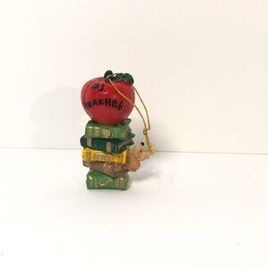 #1 teacher apple books mouse resin christmas tree ornament 3 inches crafts damag